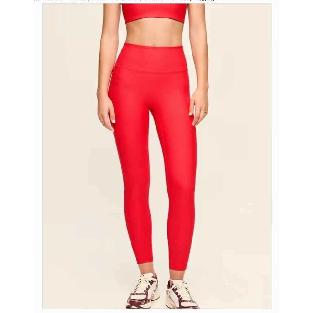 Old Navy Women's Elevate Legging Go Dry Side Pockets Red Active High Rise